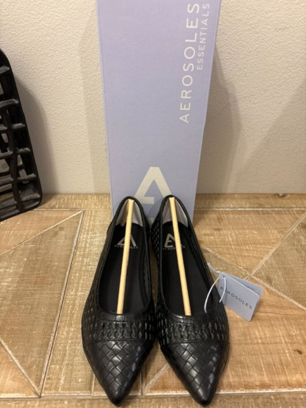 NEW Aerosoles Dala Pointed Toe Flats Black Bisque Slip On Memory Foam Sz: 7-10